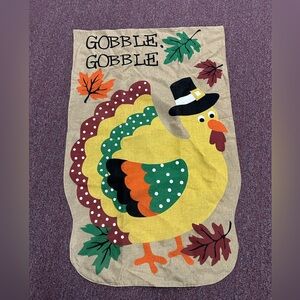 Large Festive Gobble Gobble Turkey Thanksgiving Outdoor Flag Tapestry